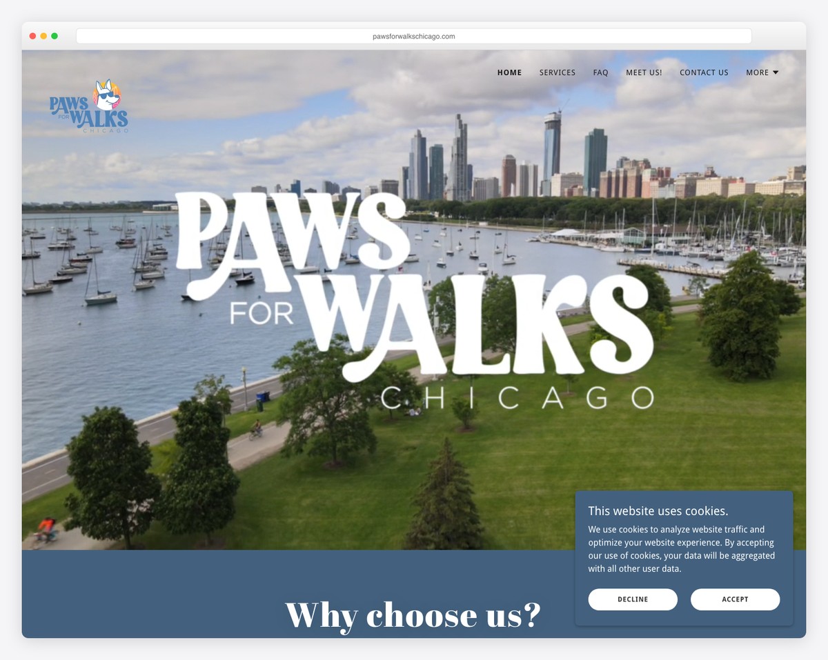 paws for walks chicago website example