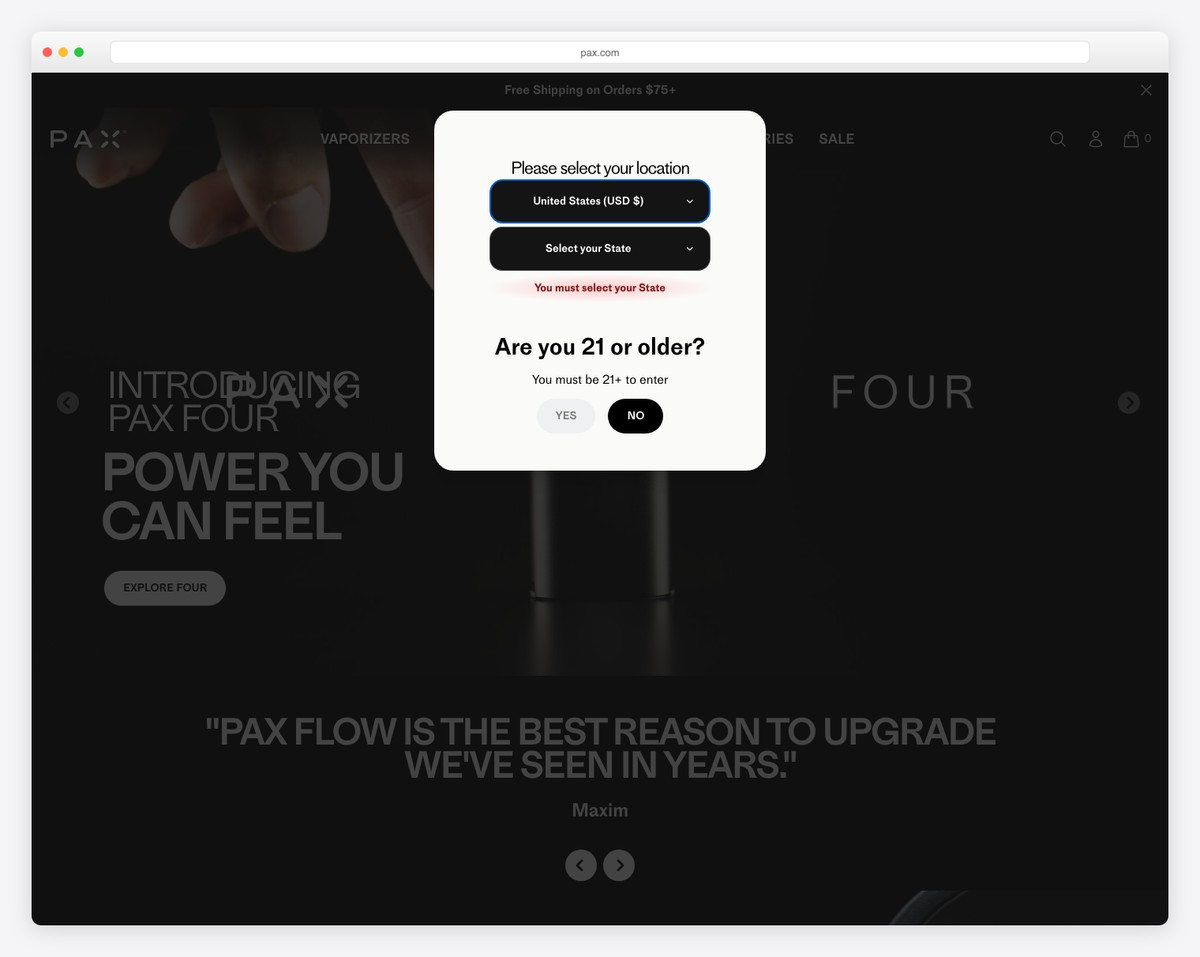 PAX vaporizer website