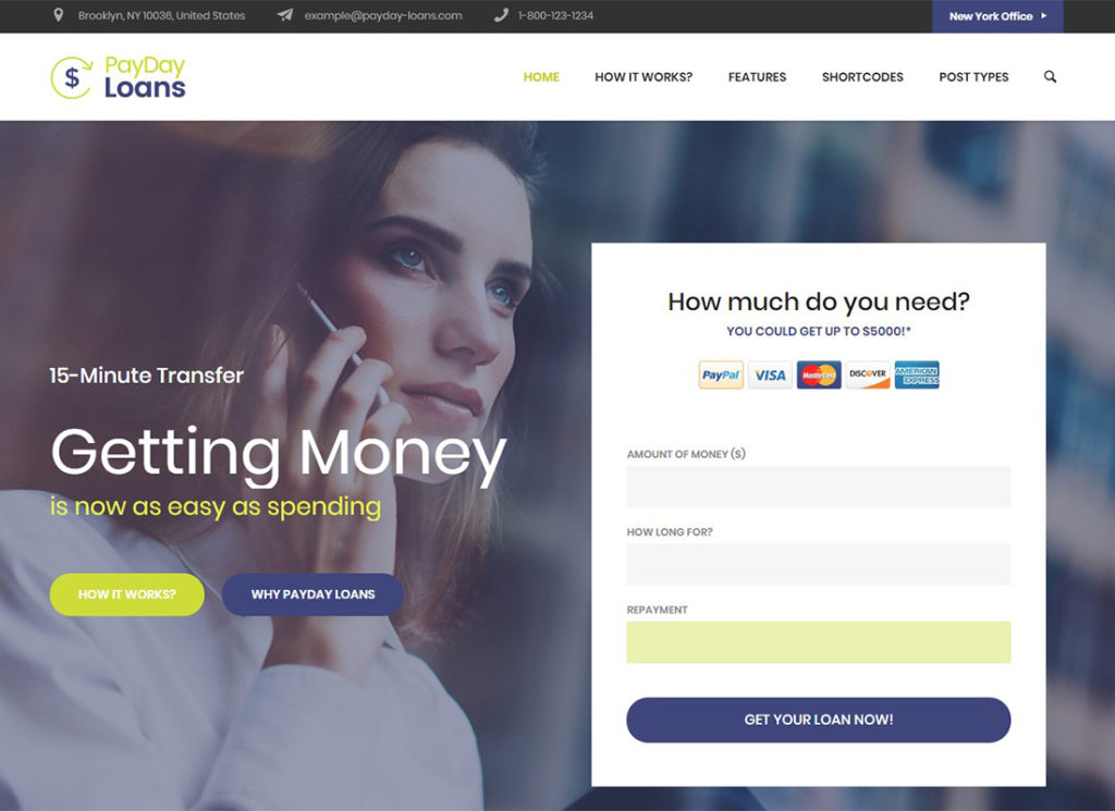 Payday Loans | Banking, Loan Business and Finance WordPress Theme
