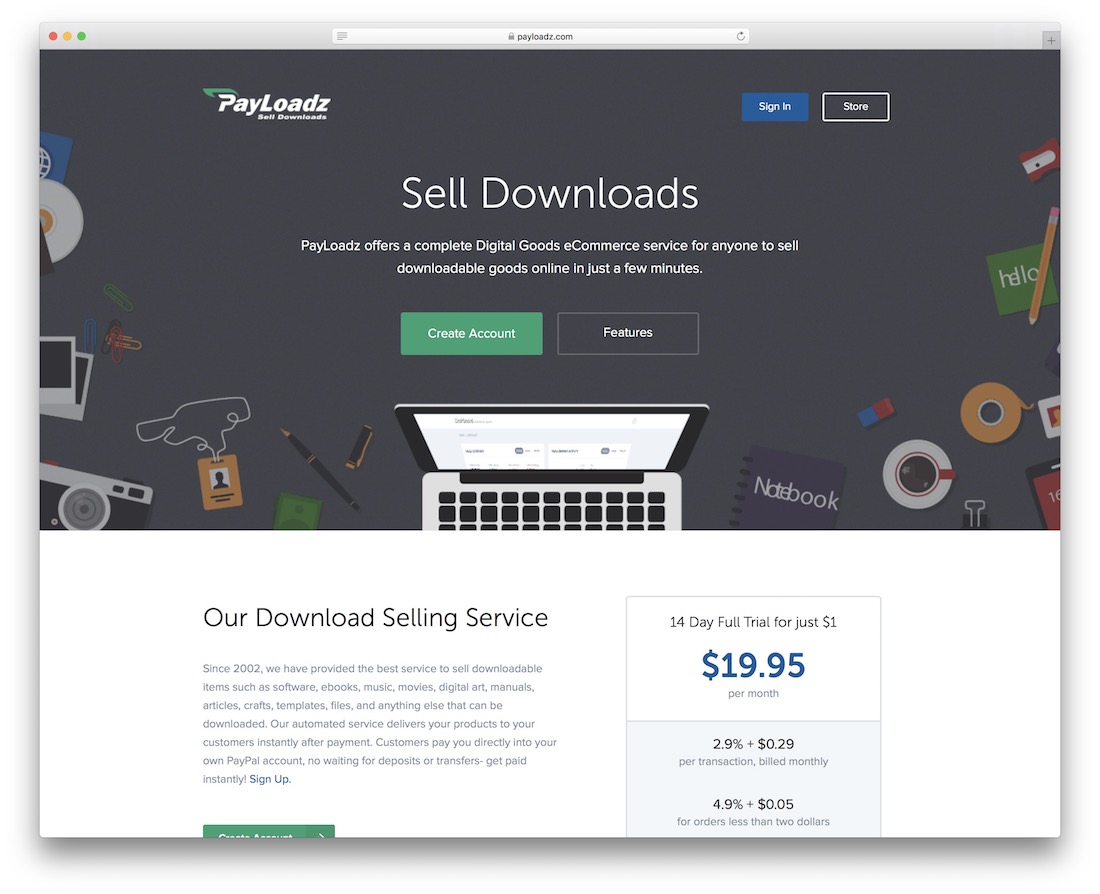 payloadz platform for selling downloads