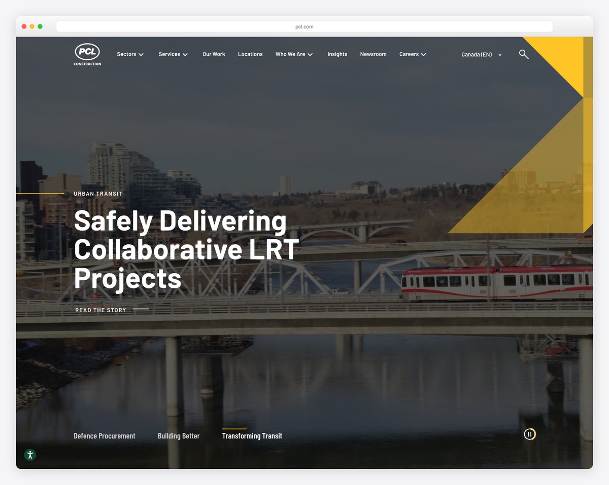 pcl construction website example