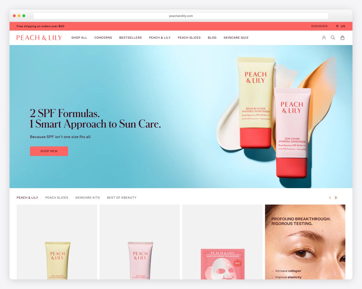 peach & lily website example