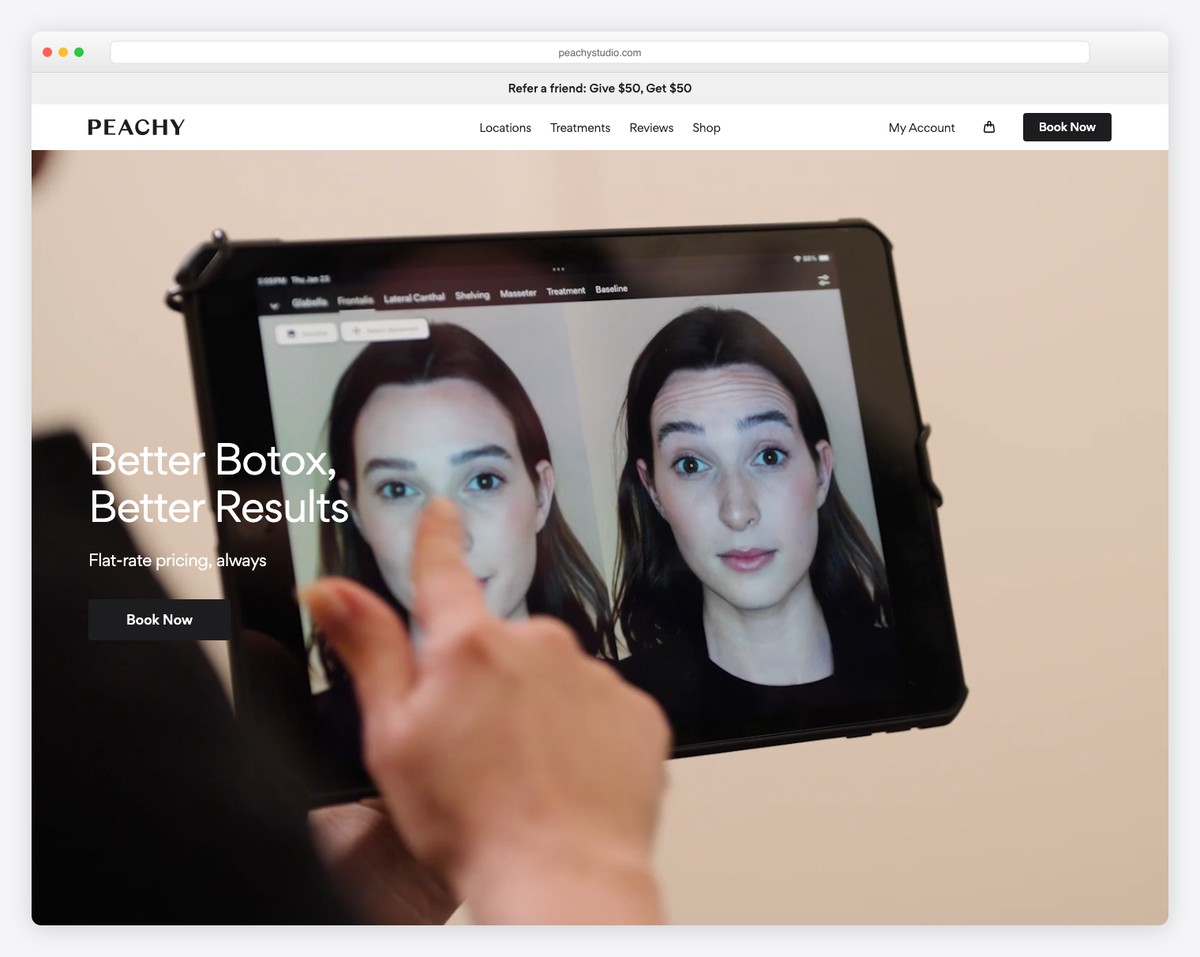 peachy studio med spa website