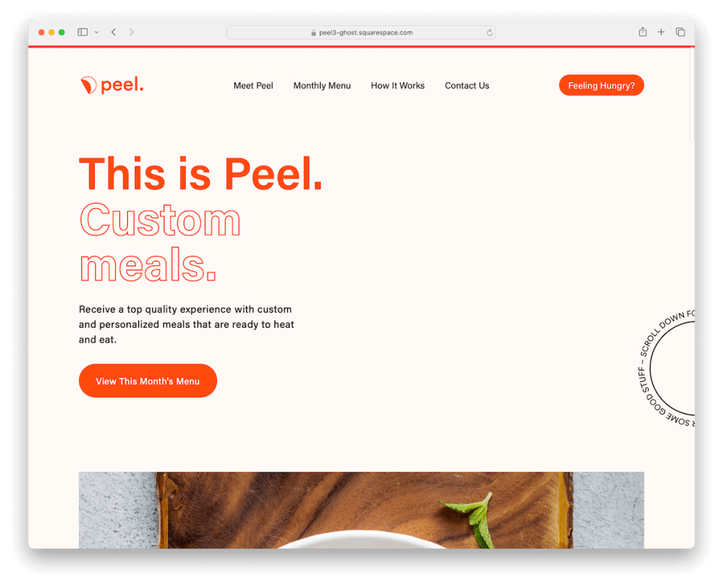 peel squarespace food and drink template
