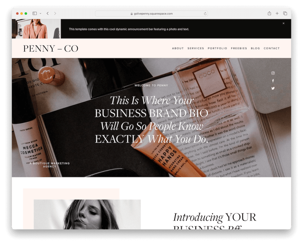 penny squarespace corporate template
