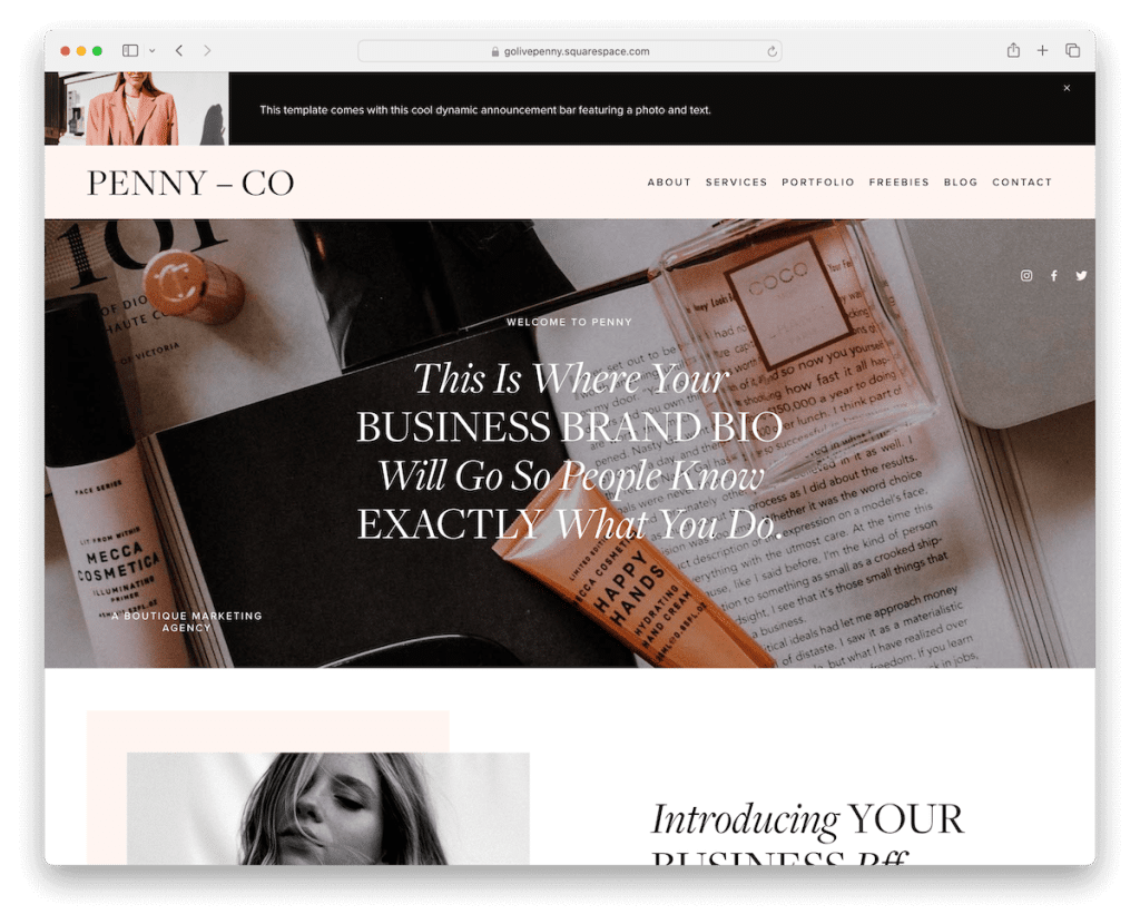 penny squarespace lifestyle template