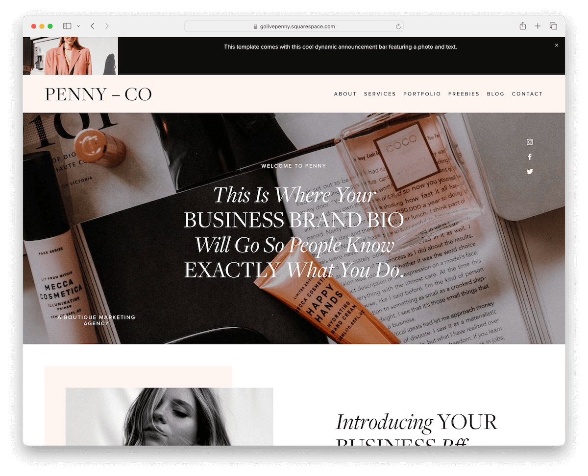 penny squarespace therapist template