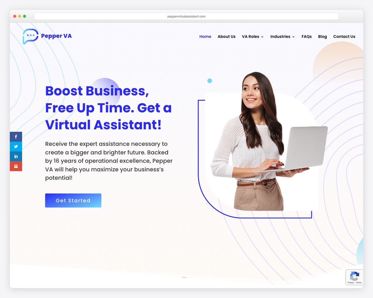 pepper virtual assistants website example