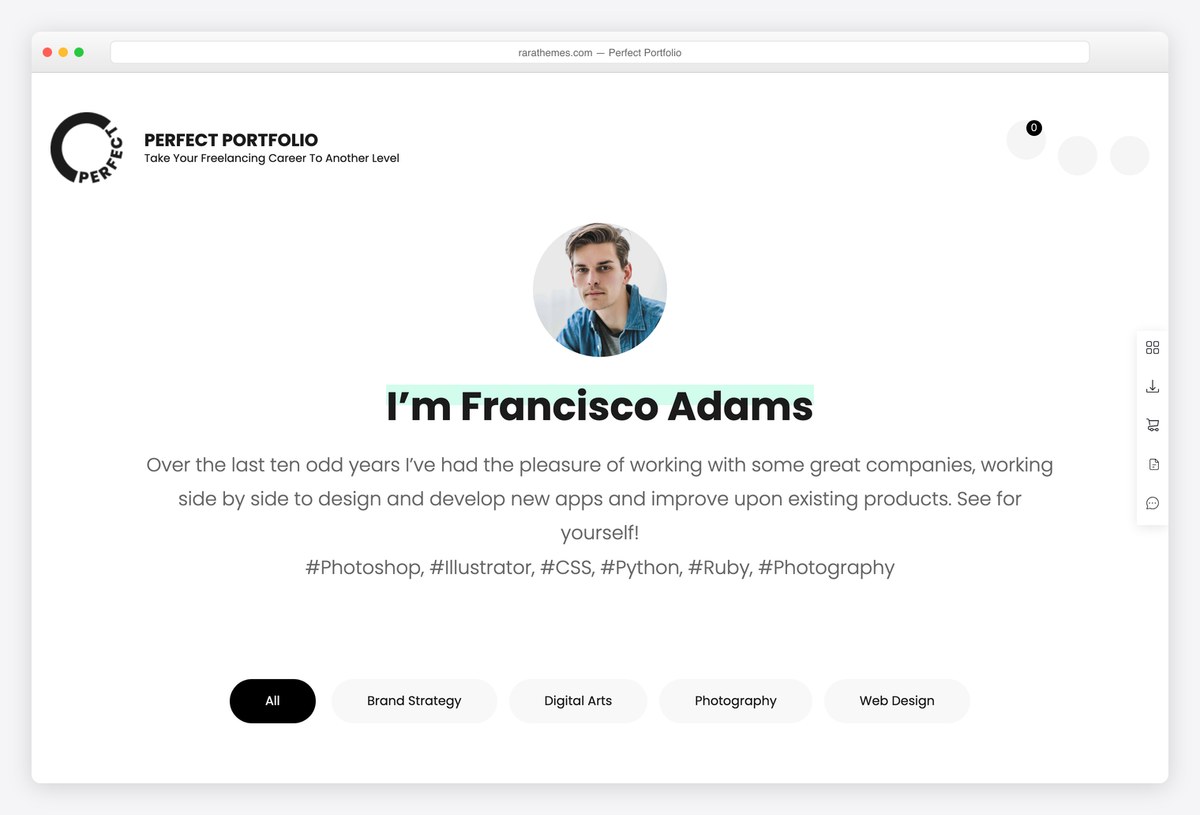 Perfect Portfolio free WordPress portfolio theme demo