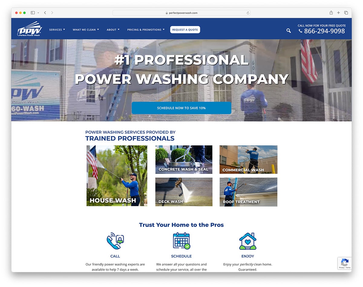 Perfect Power Washing company website