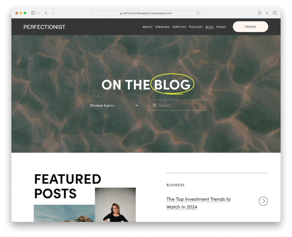 perfectionist squarespace blog template