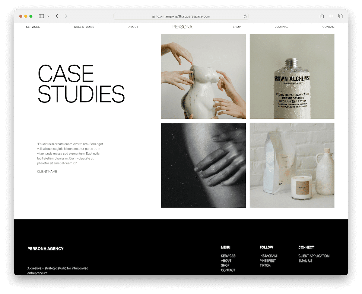 persona squarespace portfolio template