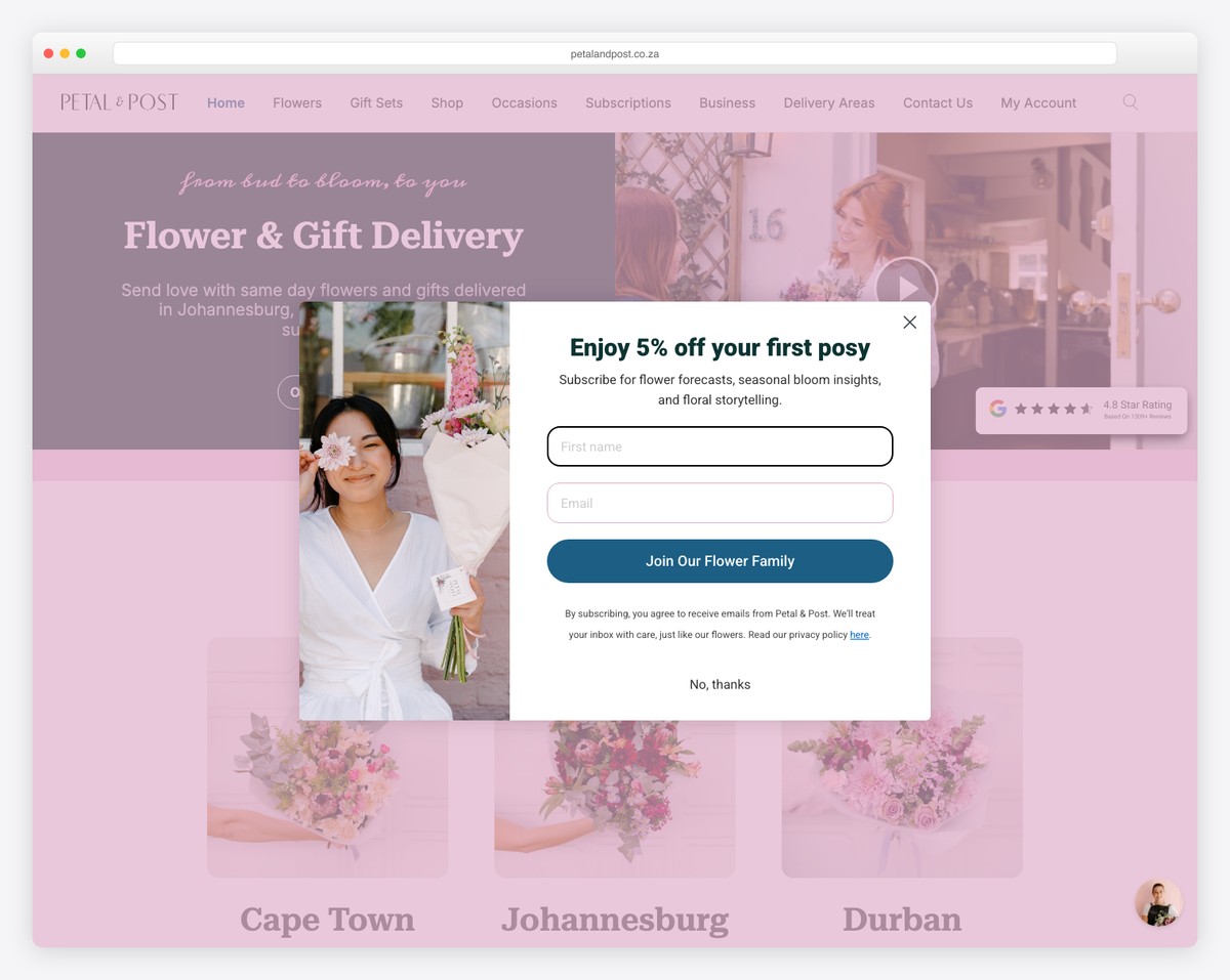 petal and post website example