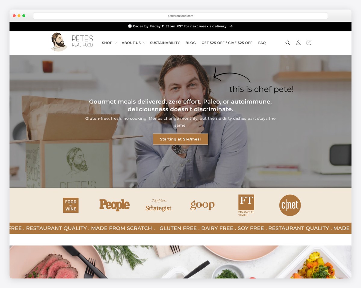 pete's real food website example