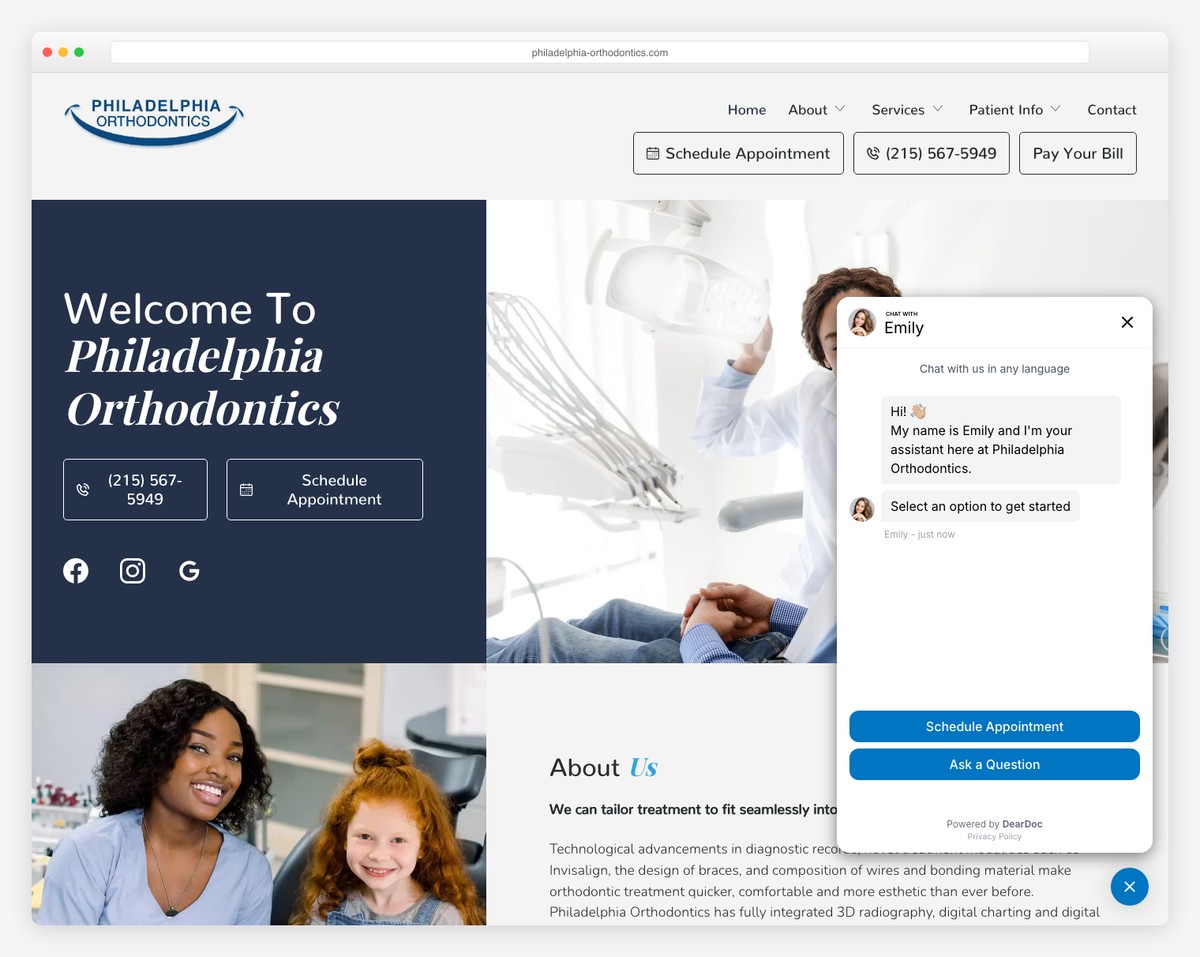 philadelphia orthodontics website example