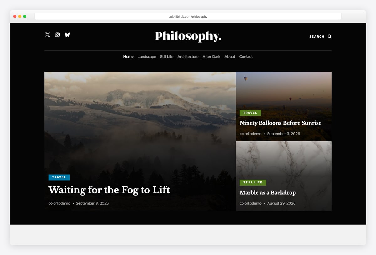 Philosophy minimalist WordPress blog theme by Colorlib