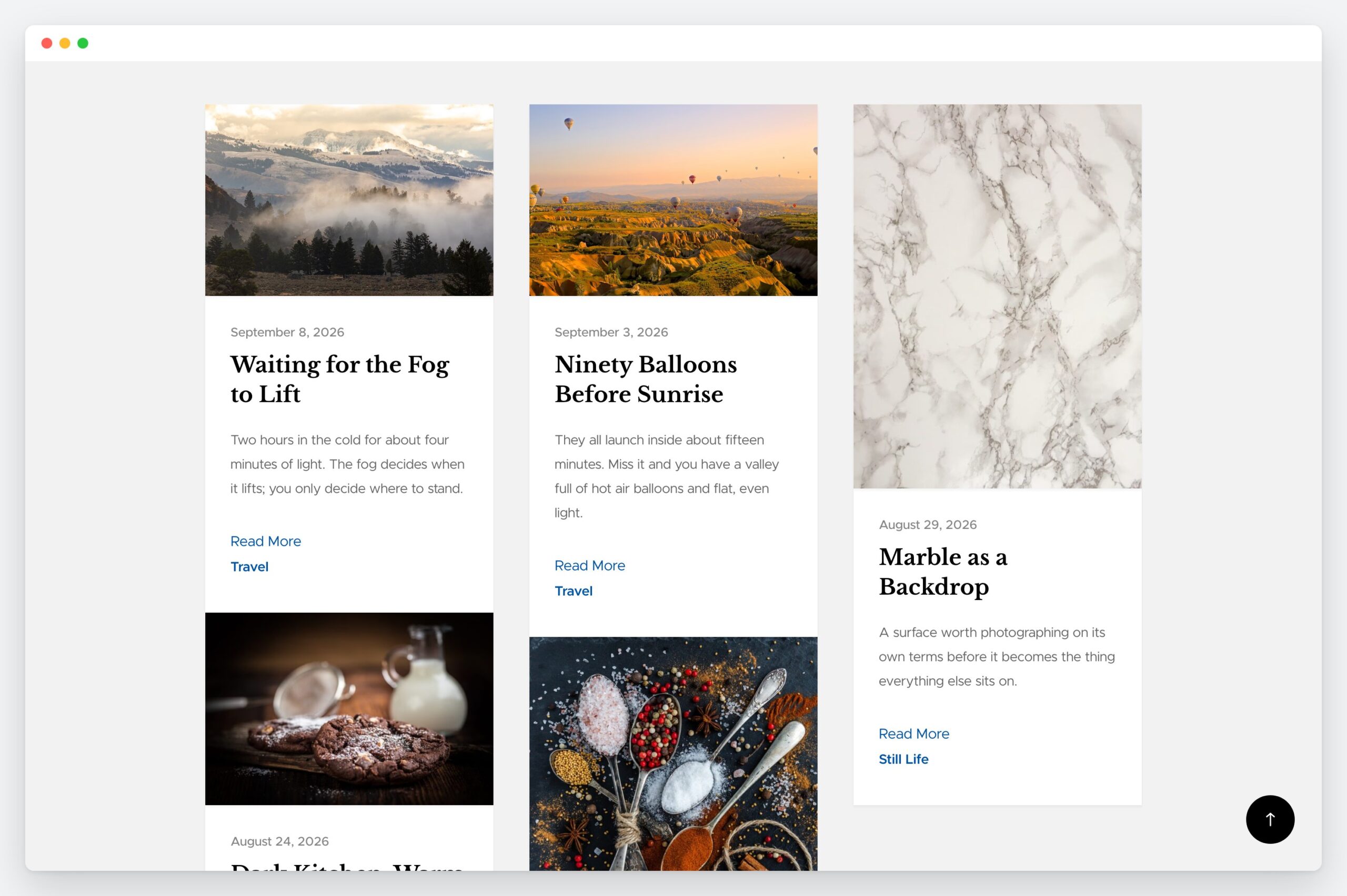 The masonry blog grid in the Philosophy WordPress theme