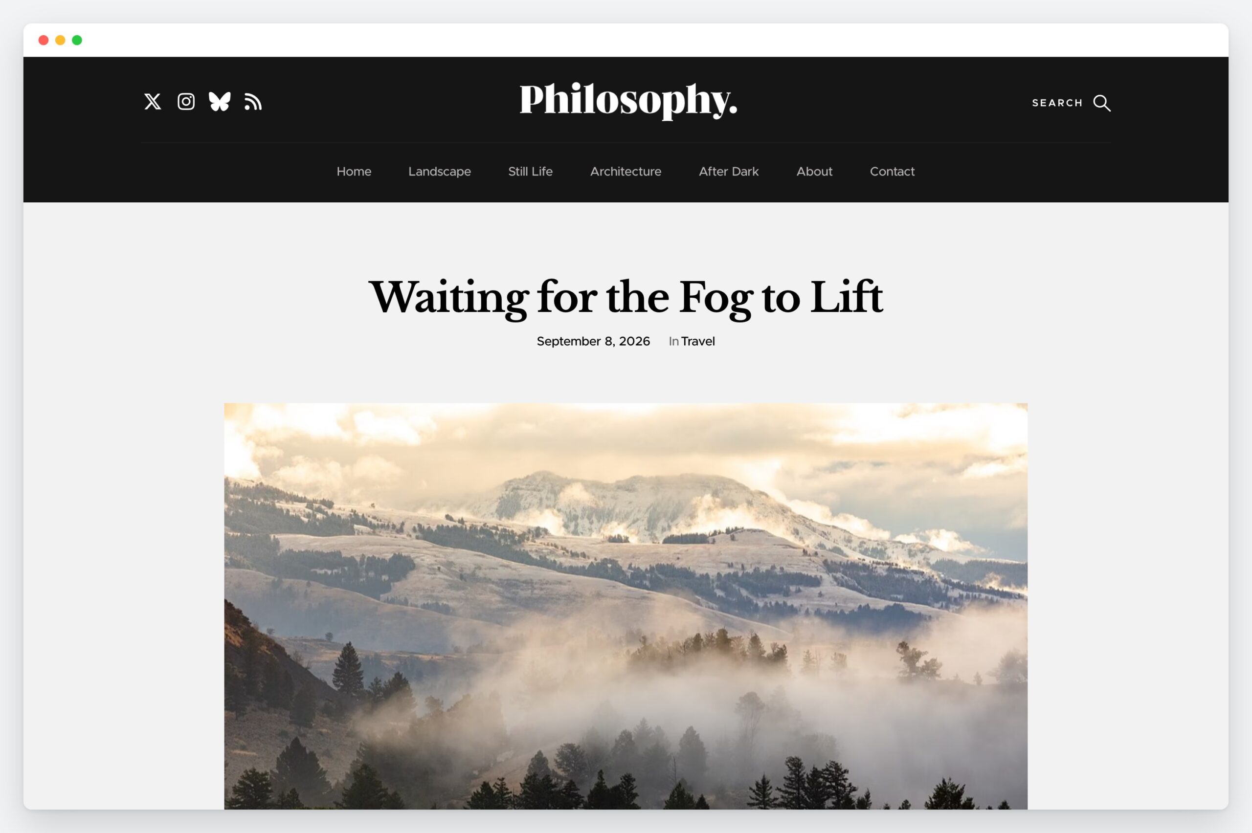 A single post in the Philosophy WordPress theme
