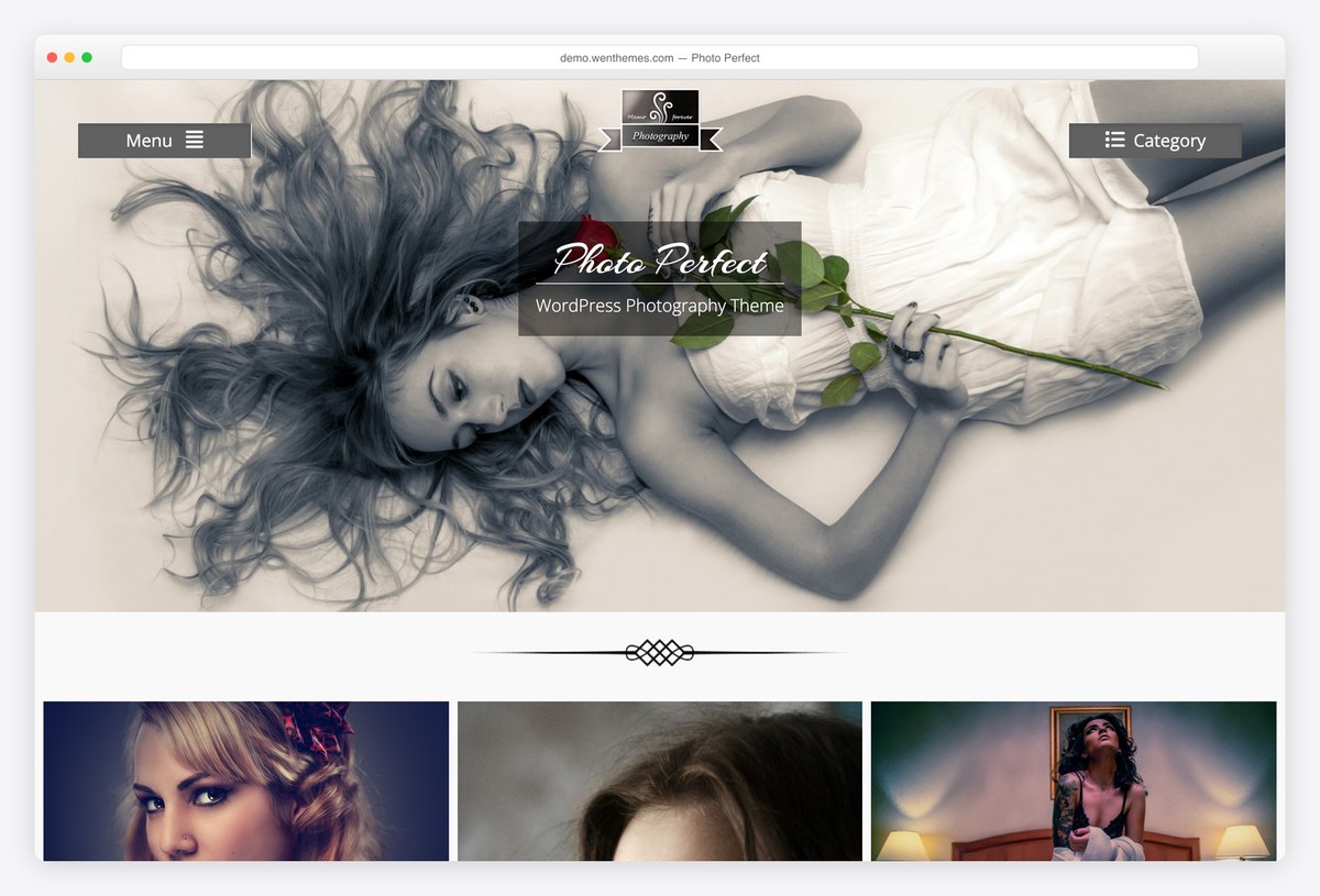 Photo Perfect free photography WordPress theme demo