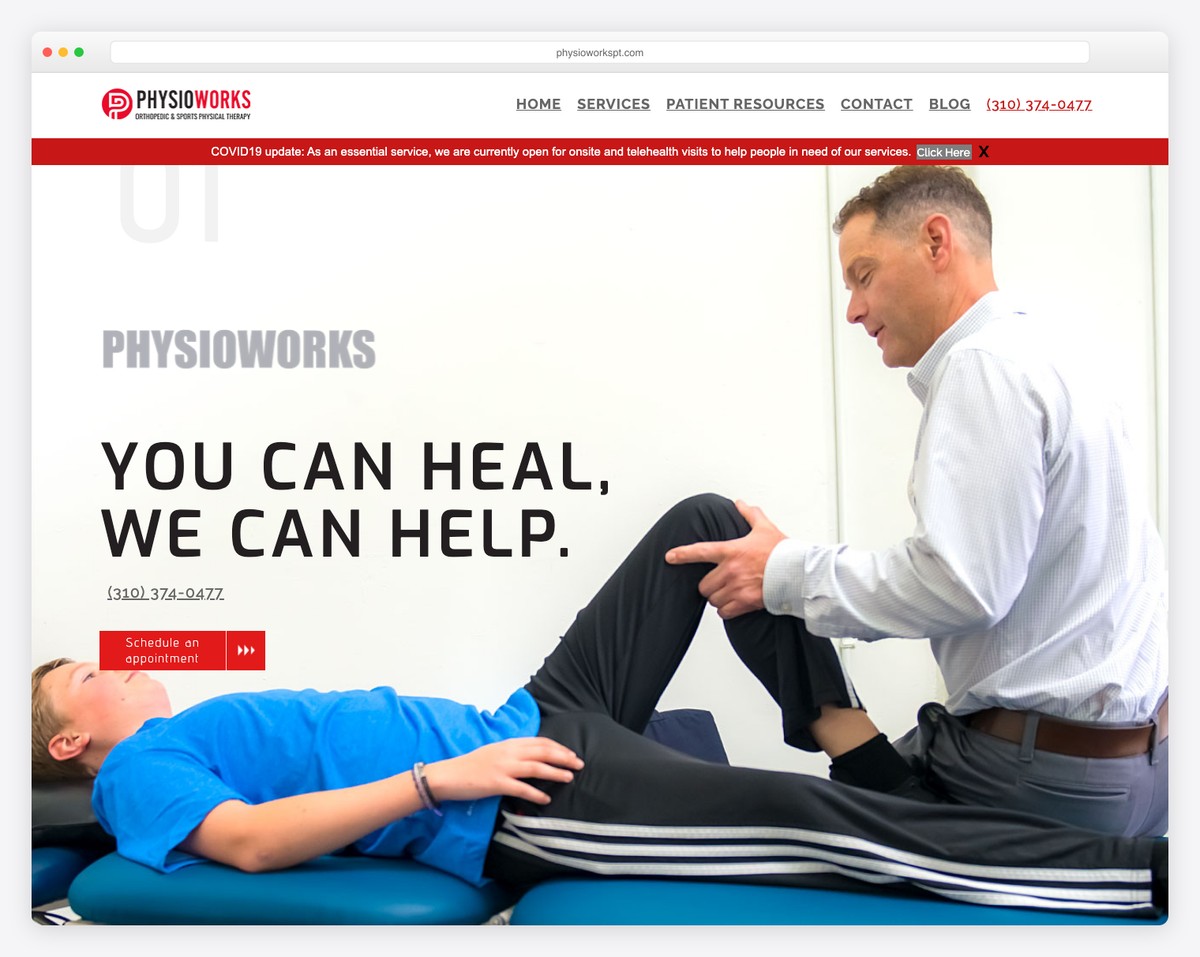 physioworks physical therapy website example