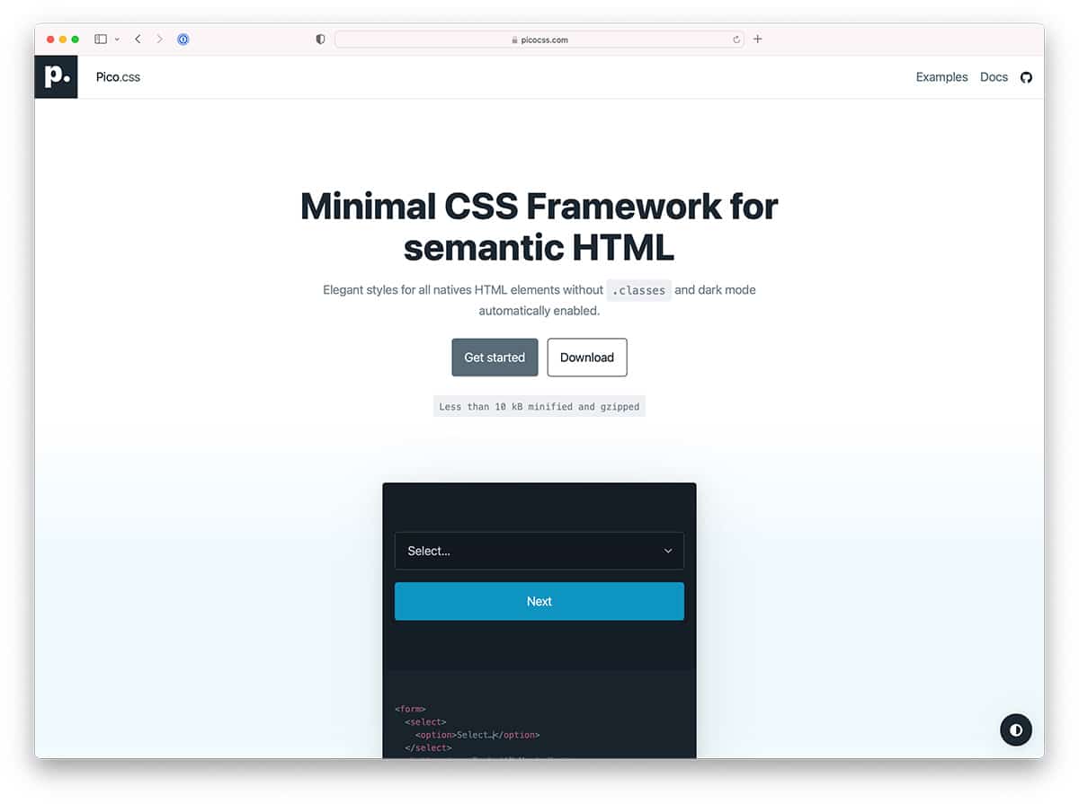 Pico CSS framework
