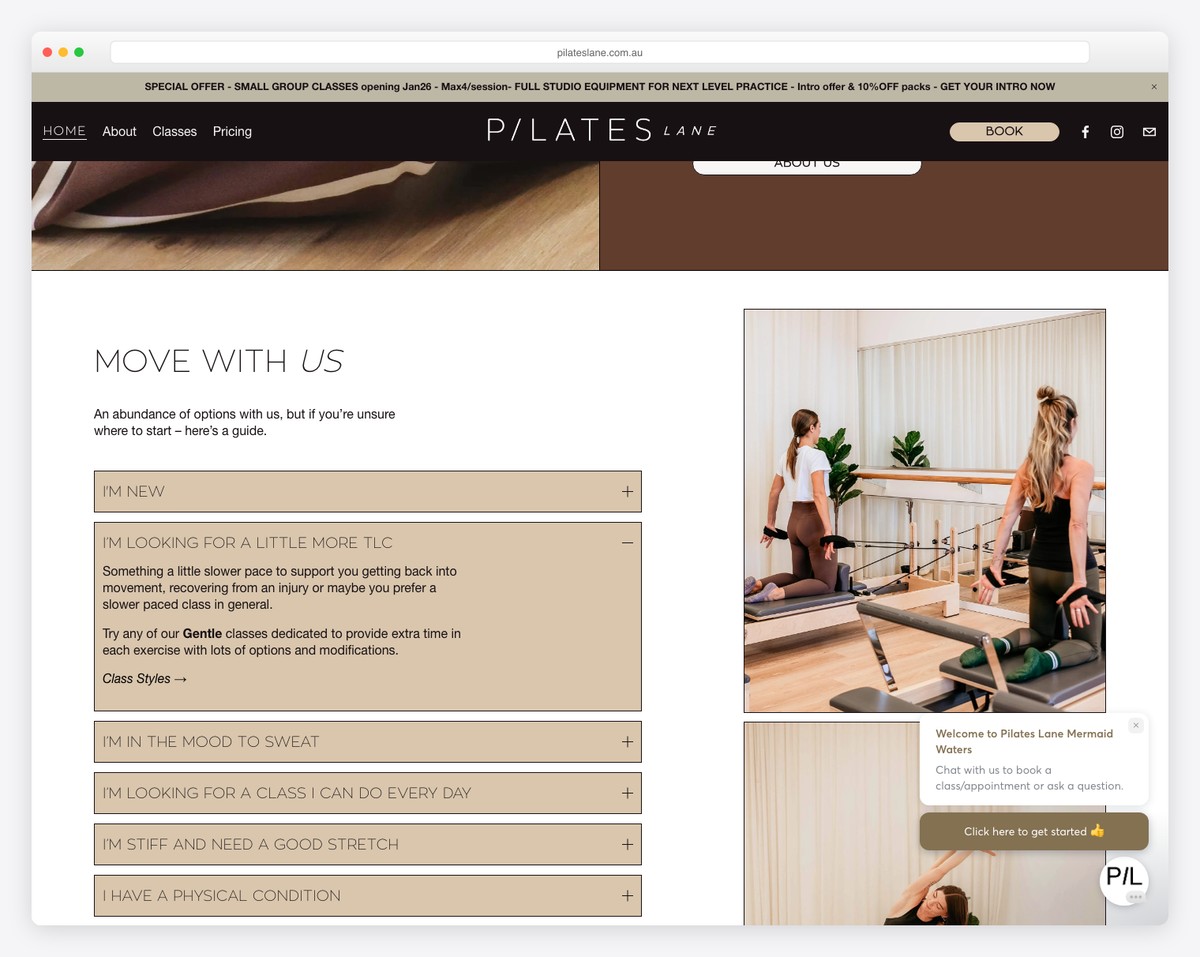 pilates lane website gold coast