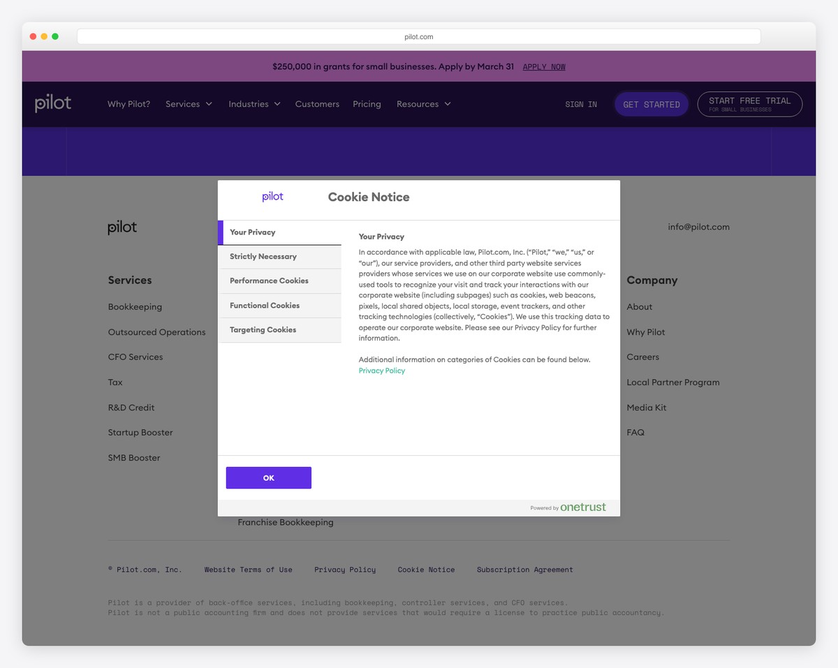 pilot website example