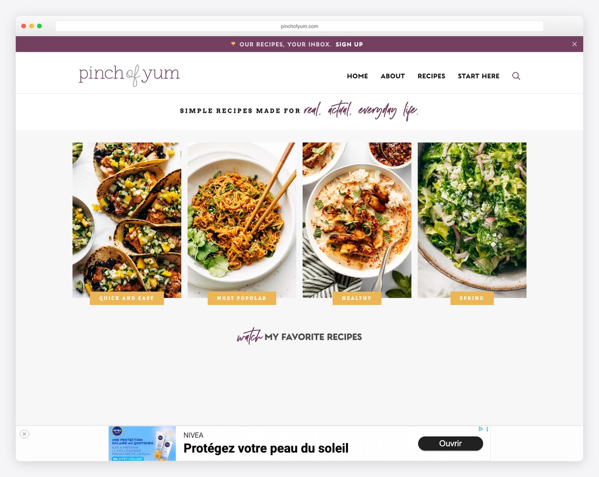 pinch of yum recipe blog example
