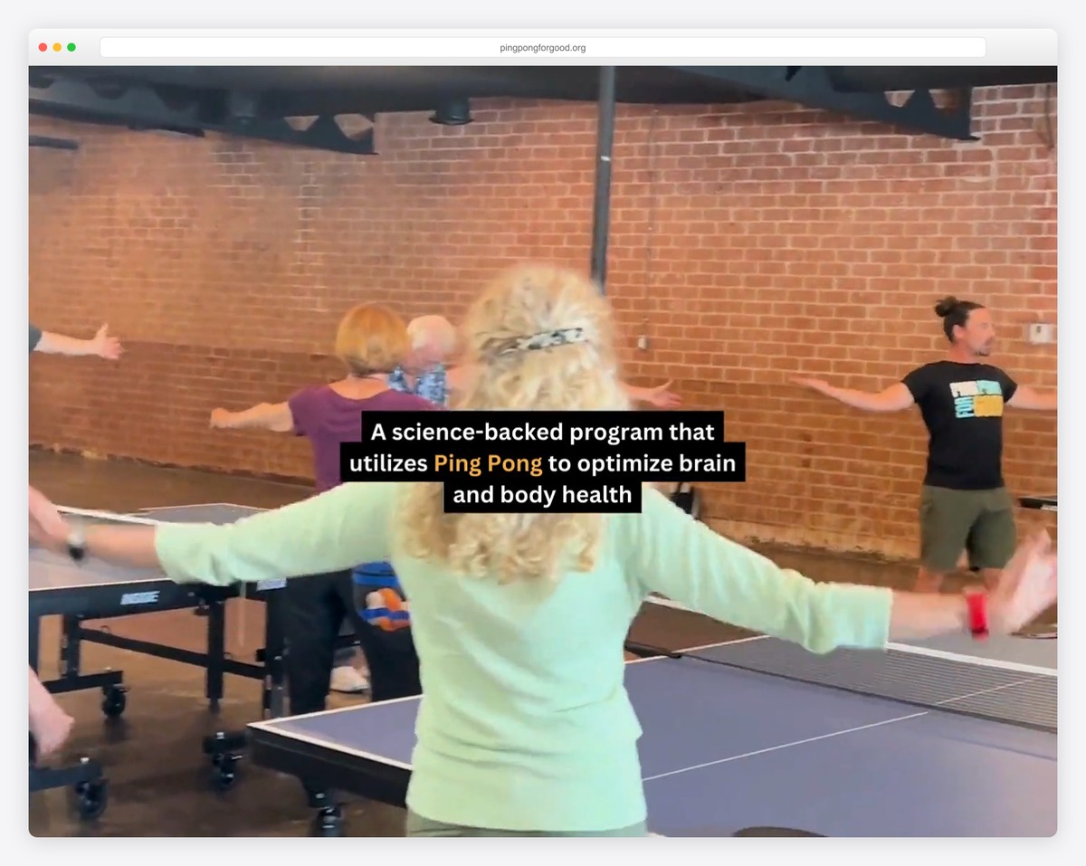 ping pong for good nonprofit website
