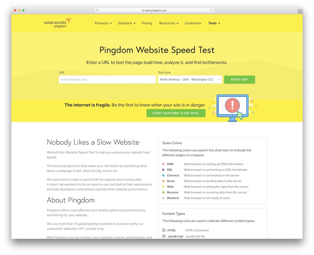 pingdom website performance optimization tool