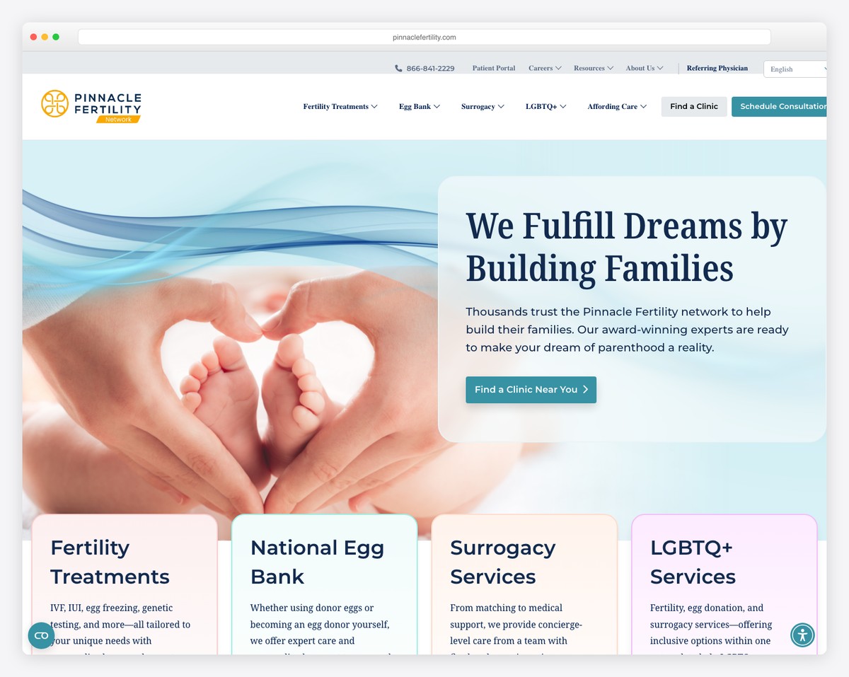 pinnacle fertility website example