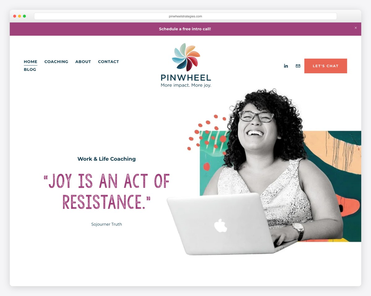 pinwheel strategies coaching squarespace website example