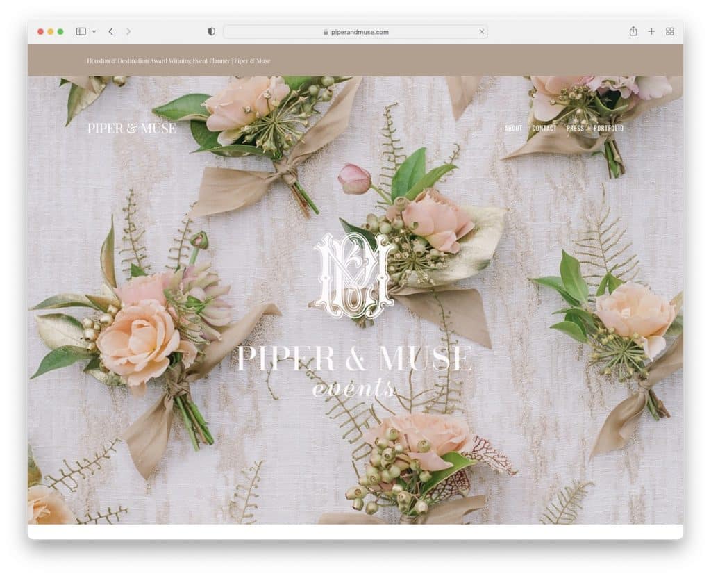 piper and muse wedding website