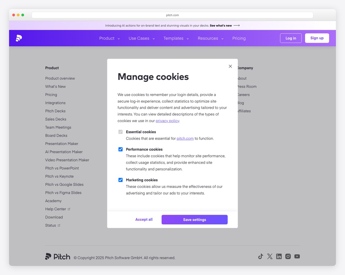 pitch node js website example