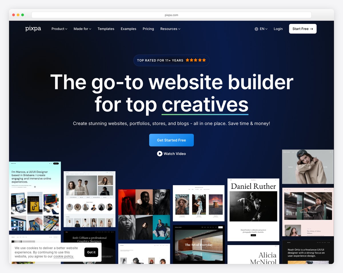 Pixpa portfolio website builder for artists and photographers