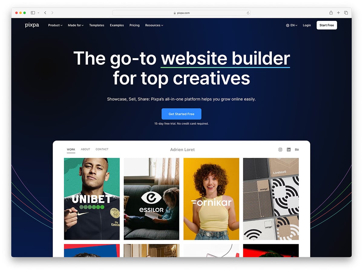 Pixpa - beautiful portfolio website builder