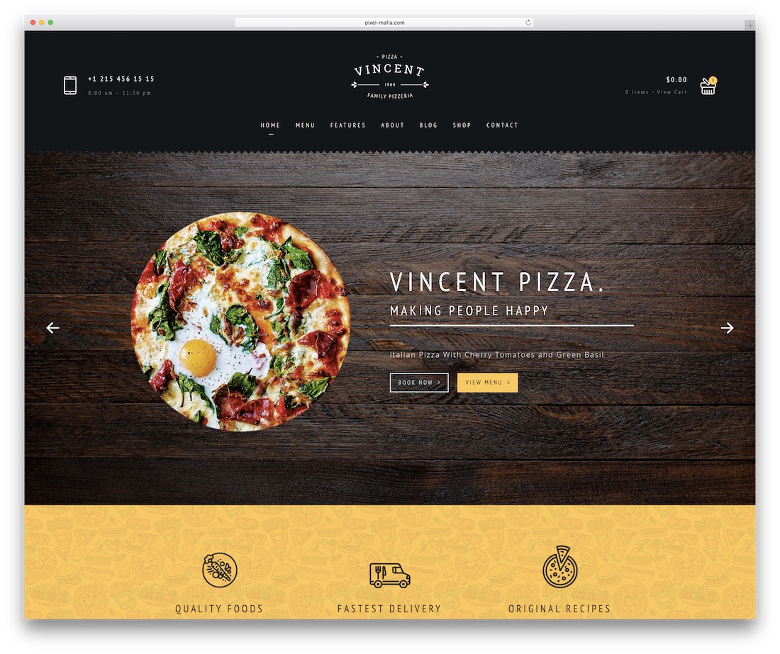 pizza cafe food website template