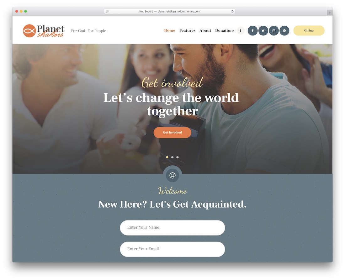 planet shakers church website template