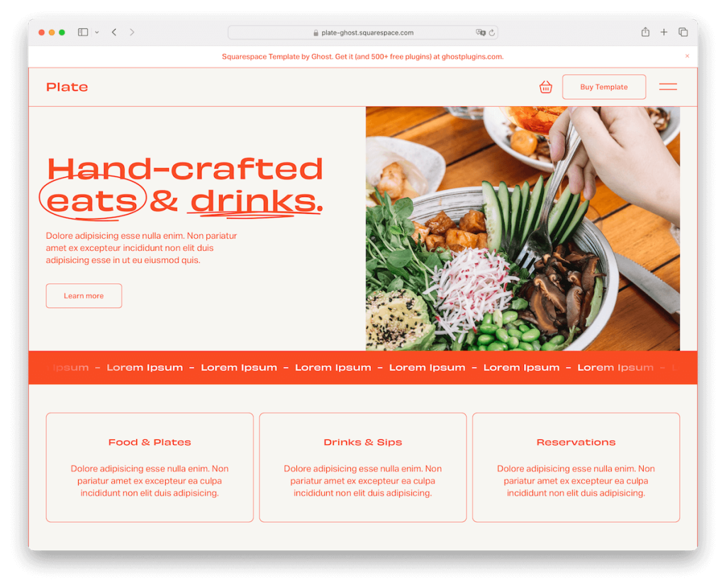 plate squarespace food and drink template