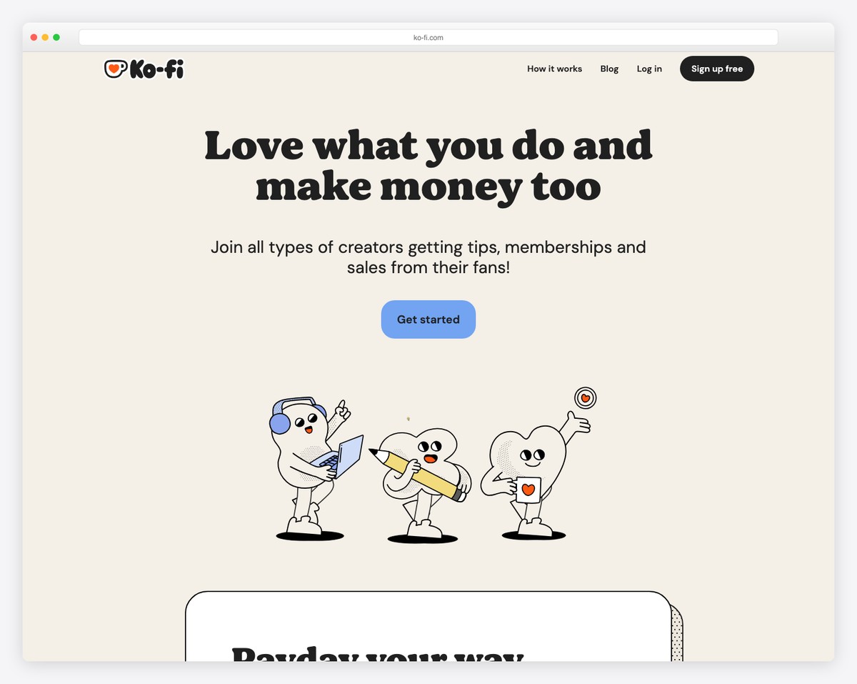 Ko-fi platform for selling digital products