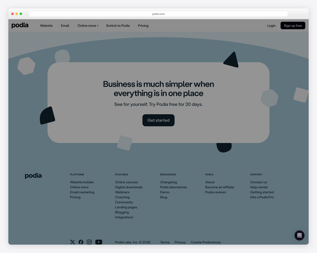 Podia platform for selling digital products
