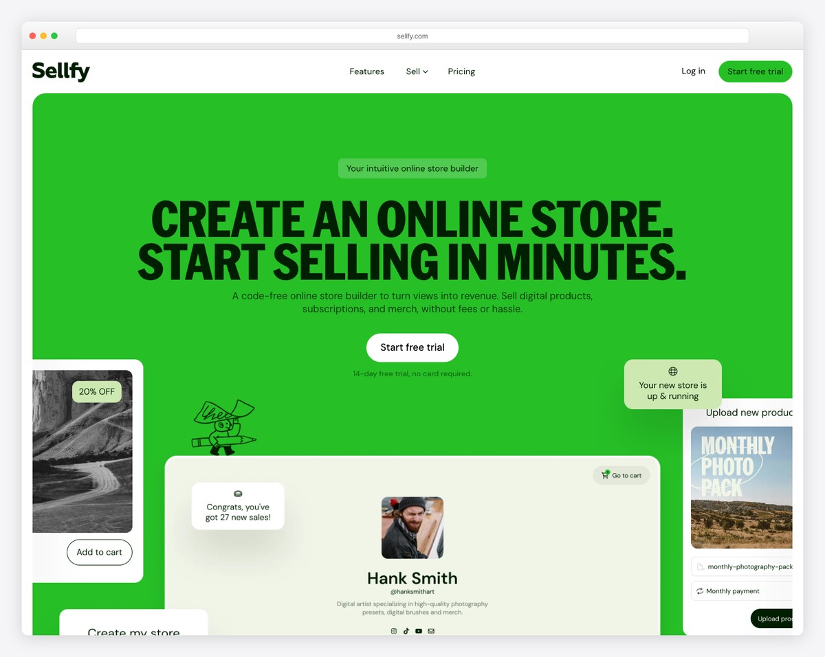 Sellfy platform for selling digital products