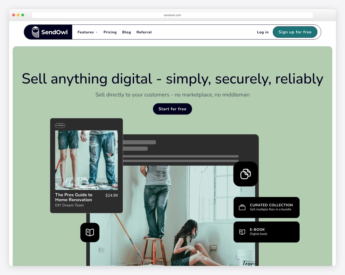 SendOwl platform for selling digital products