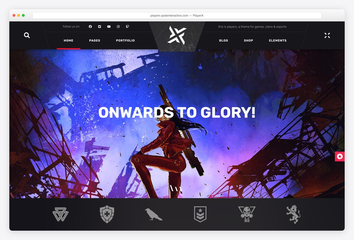 PlayerX gaming and eSports WordPress theme demo