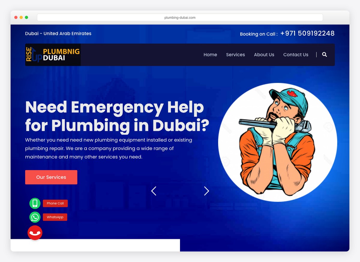 Plumbing Dubai plumbing website homepage
