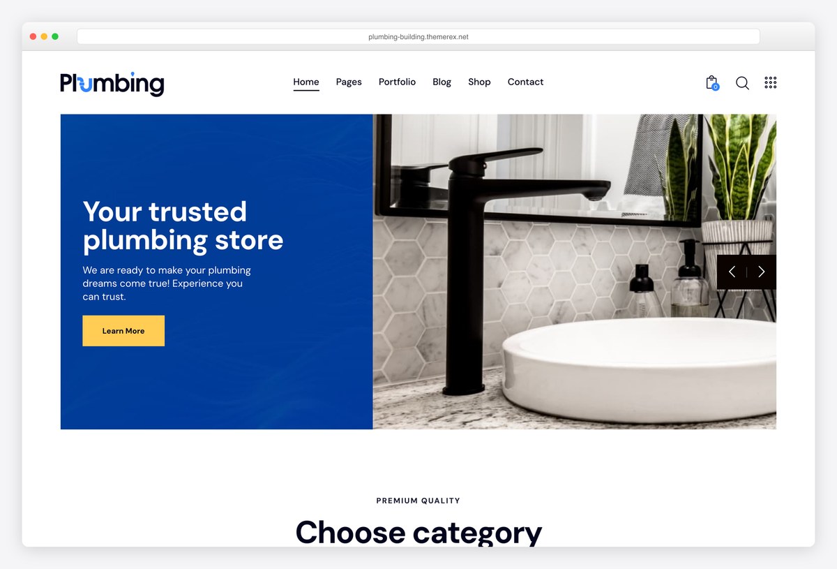 ThemeREX plumbing supply store WooCommerce demo