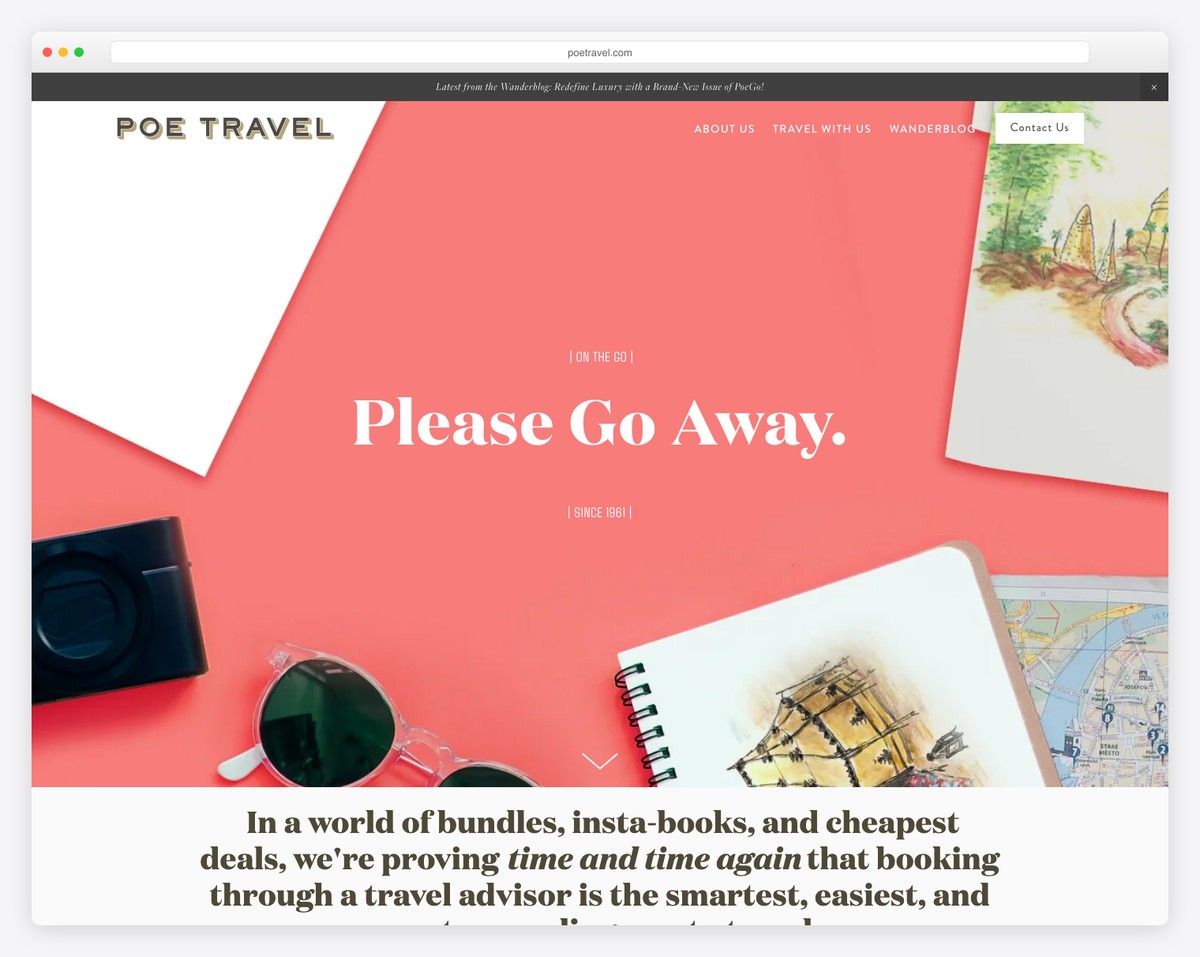 poe travel website example