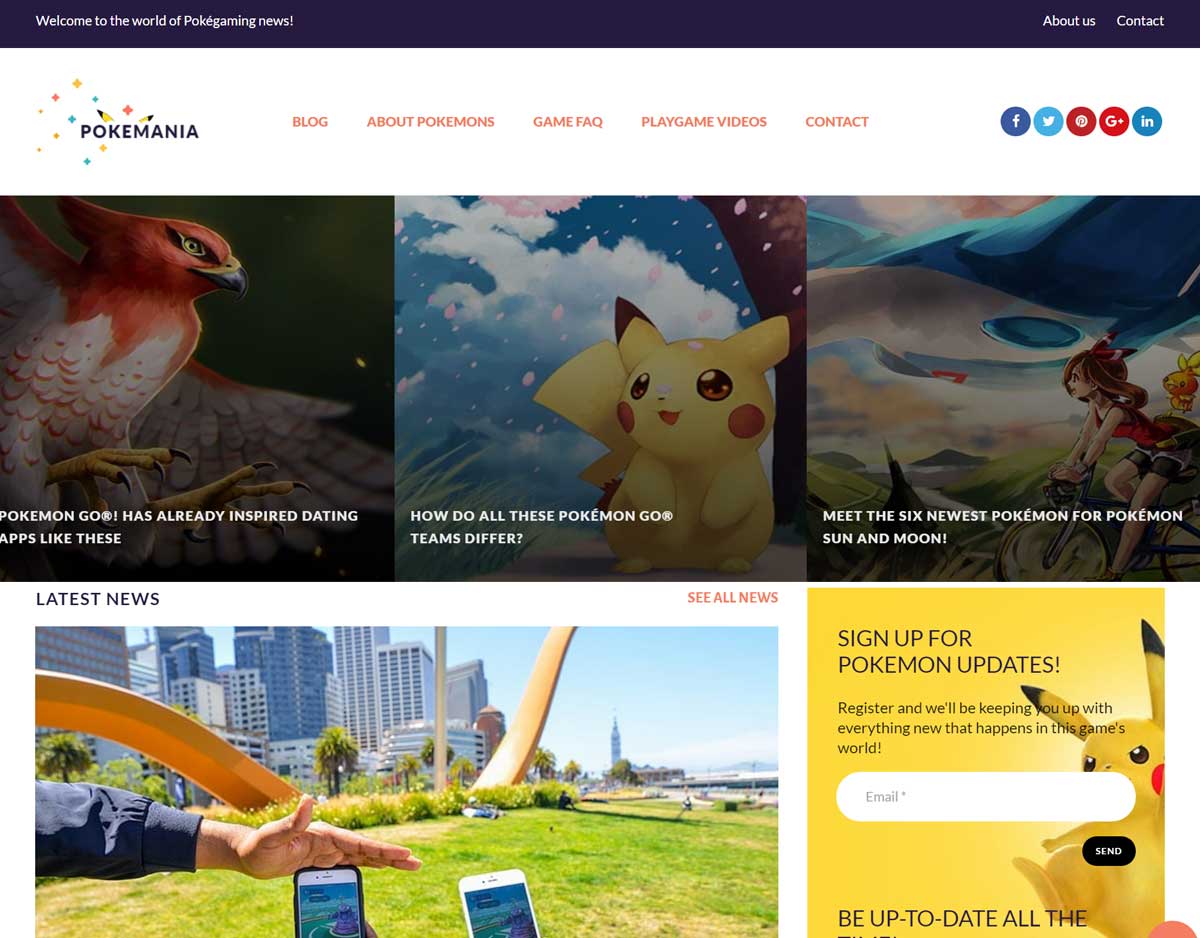 Game Website Template for Pokemon Gaming Portal - MotoCMS