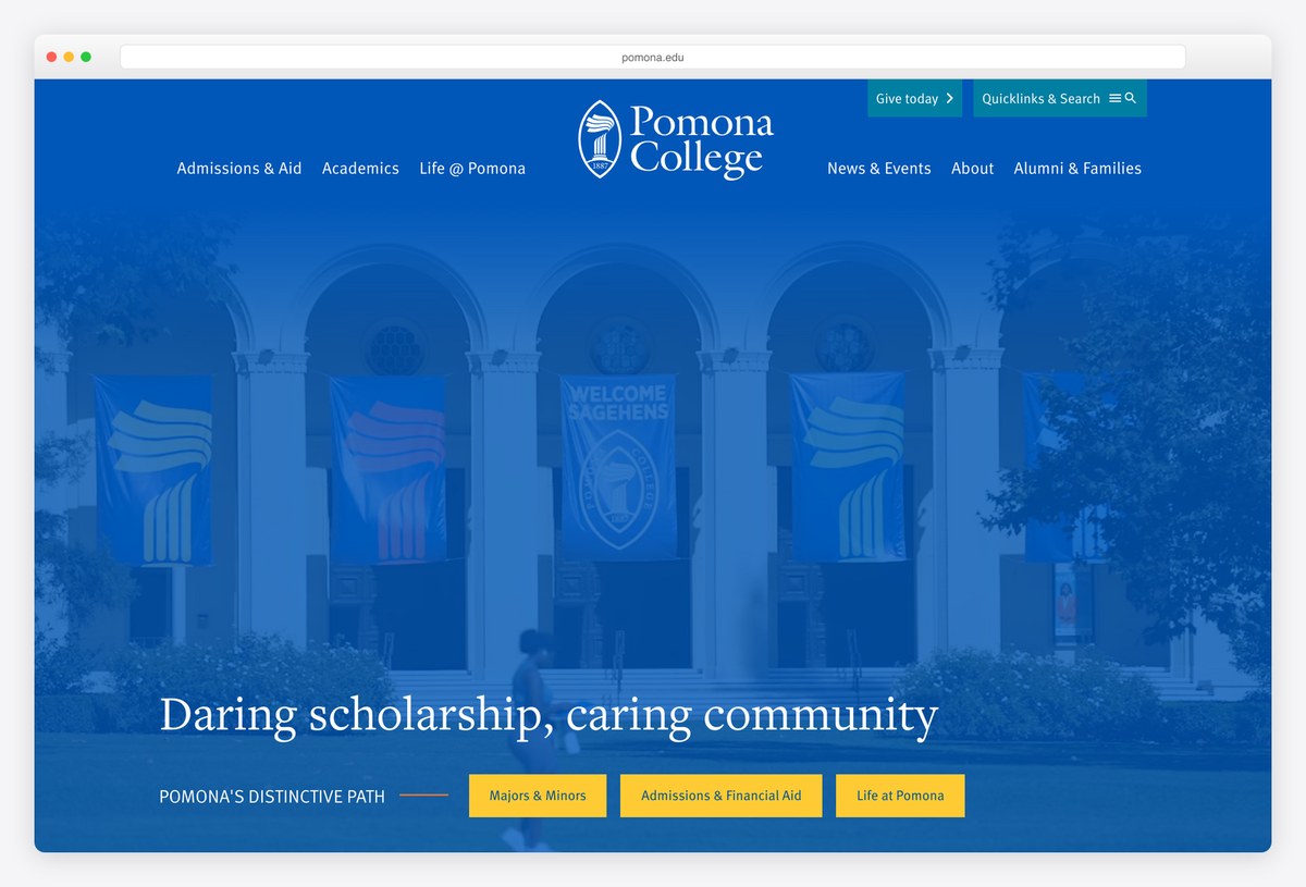 Pomona College homepage design