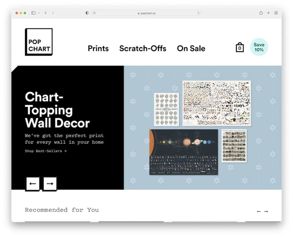 pop chart shopify website